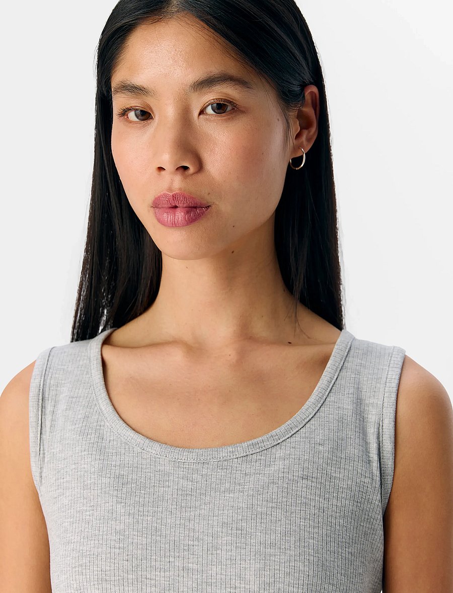 Object - OBJJAMIE S/L SLI TANK TOP NOOS - Ärmellose tops - light grey melange - 4