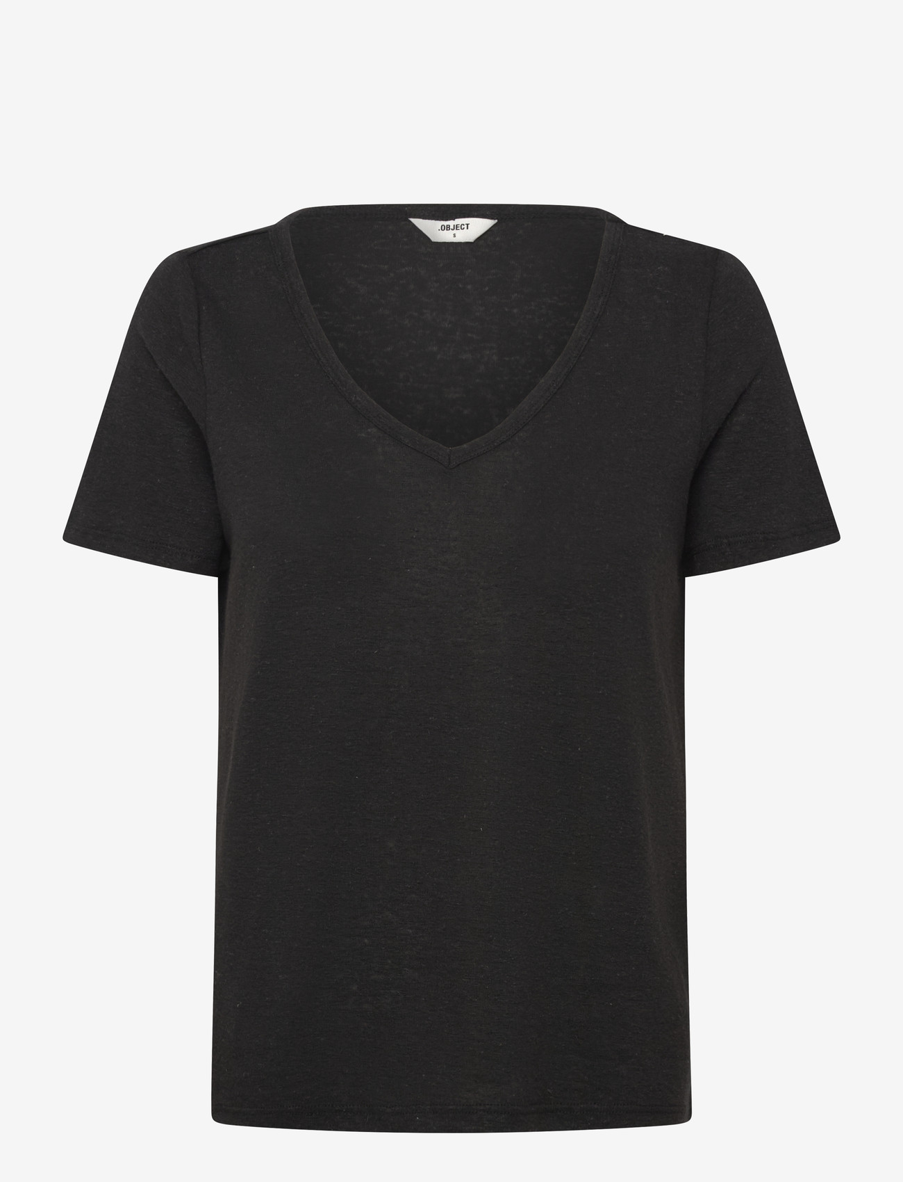 Object - OBJTHEA S/S RE V-NECK TOP NOOS - laveste priser - black - 0