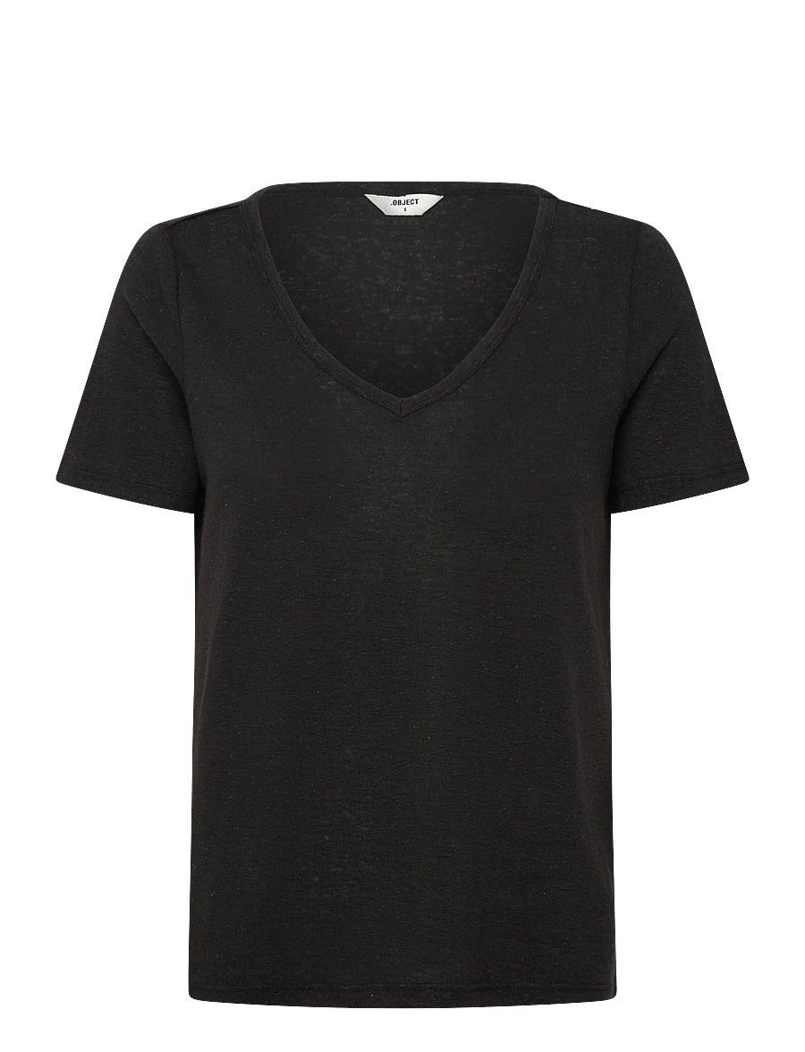 Object - OBJTHEA S/S RE V-NECK TOP NOOS - t-shirts - black - 0