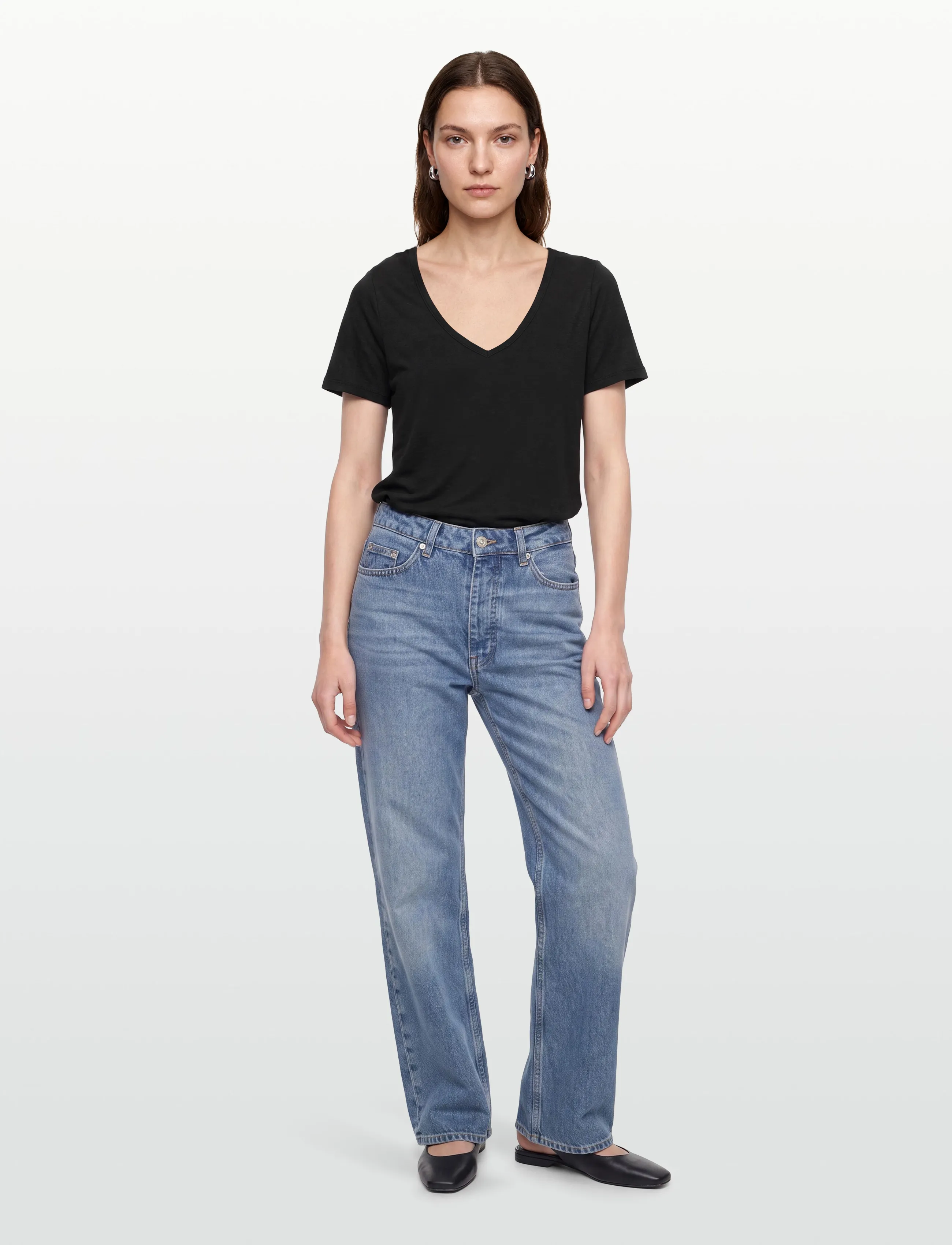 Object - OBJTHEA S/S RE V-NECK TOP NOOS - t-shirts - black - 0