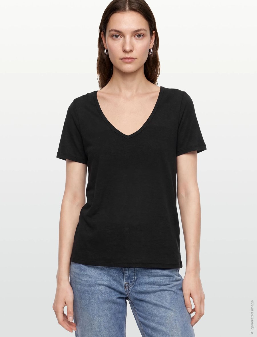 Object - OBJTHEA S/S RE V-NECK TOP NOOS - t-shirts - black - 3