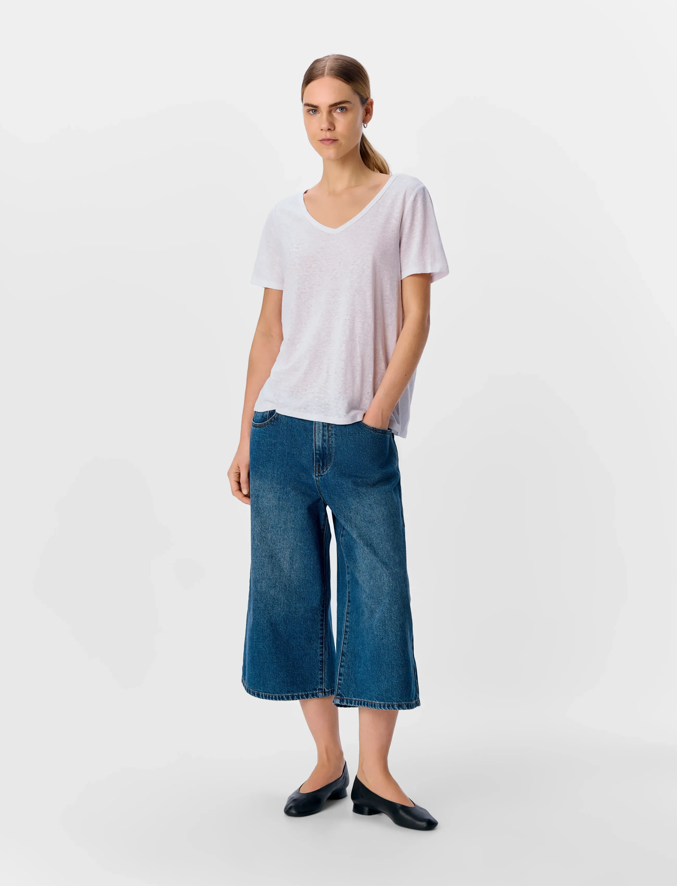 Object - OBJTHEA S/S RE V-NECK TOP NOOS - laveste priser - white - 4