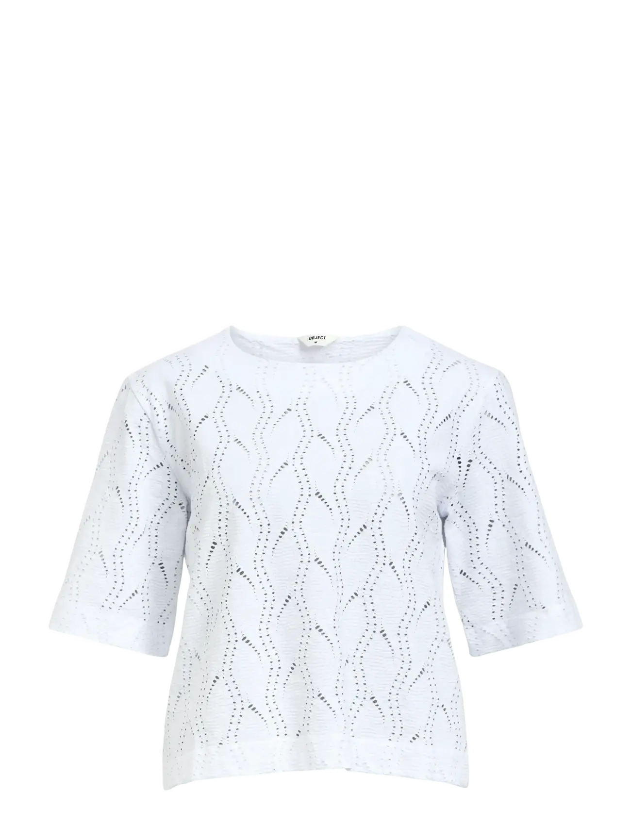 Object OBJAVA 2/4 LO O-NECK TOP NOOS - T-shirts & Tops - WHITE / white