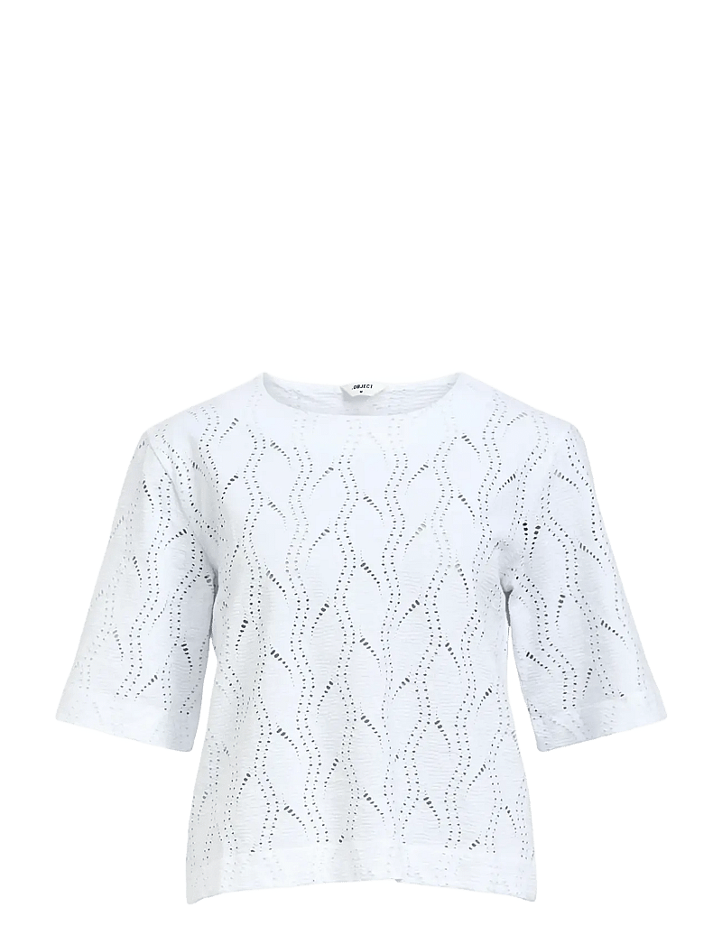 Object - OBJAVA 2/4 LO O-NECK TOP NOOS - kurzämlige blusen - white - 1