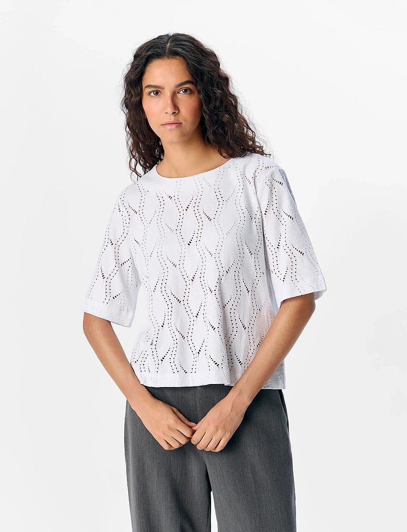 Object - OBJAVA 2/4 LO O-NECK TOP NOOS - kurzämlige blusen - white - 0
