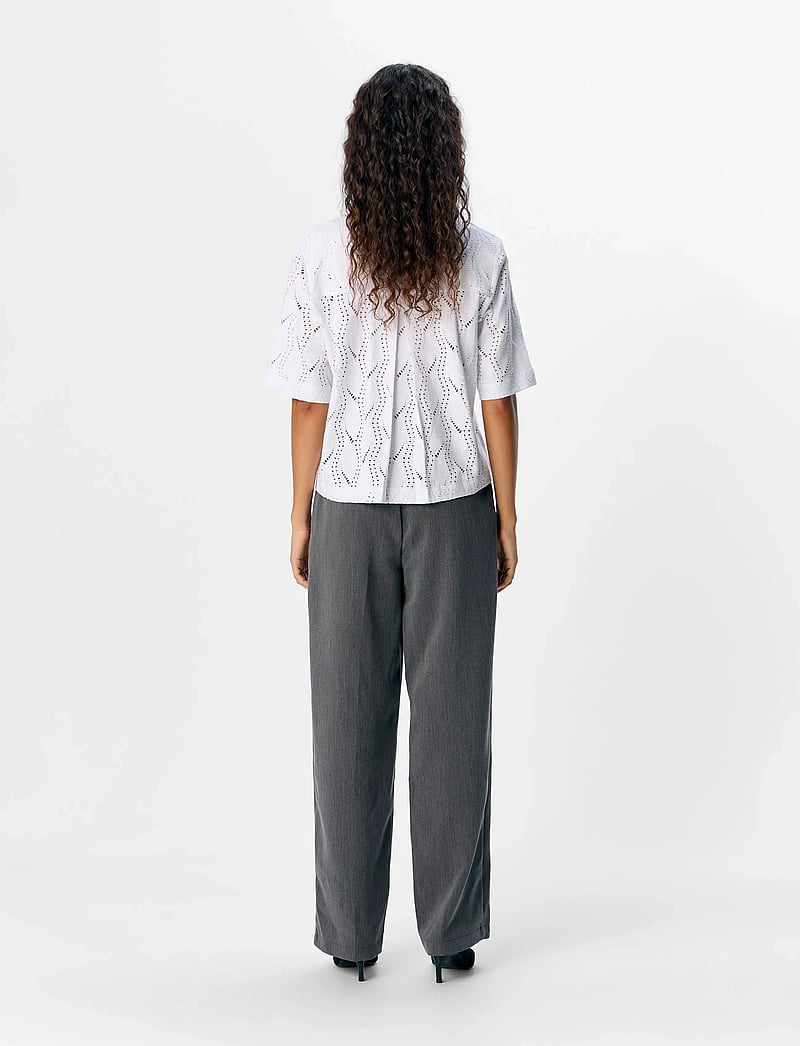 Object - OBJAVA 2/4 LO O-NECK TOP NOOS - kurzämlige blusen - white - 2