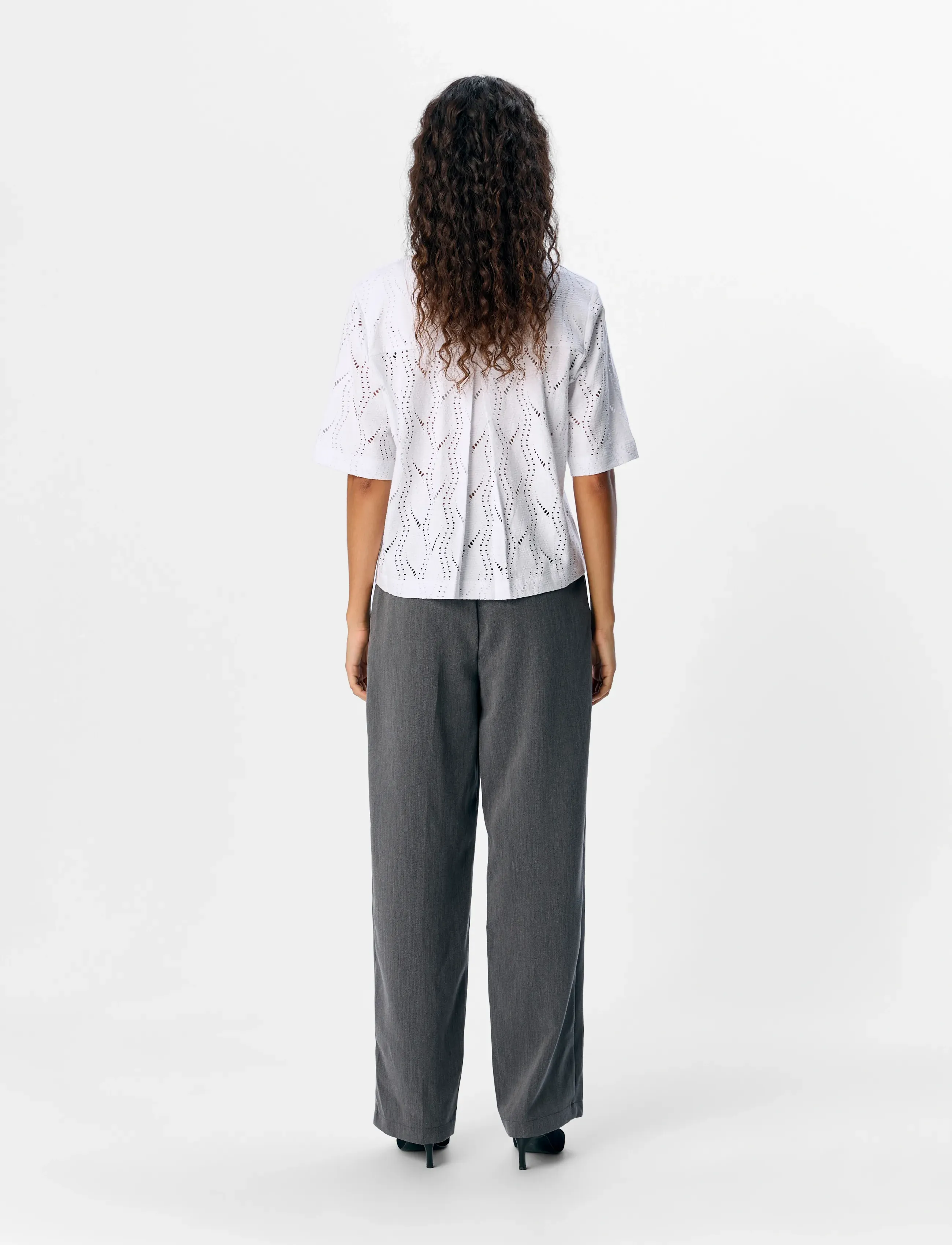 Object - OBJAVA 2/4 LO O-NECK TOP NOOS - short-sleeved blouses - white - 2