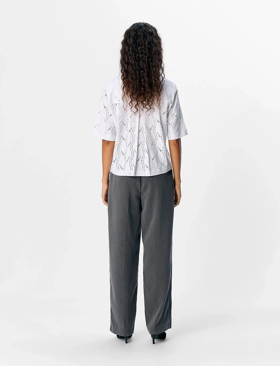 Object - OBJAVA 2/4 LO O-NECK TOP NOOS - kurzärmelige blusen - white - 2