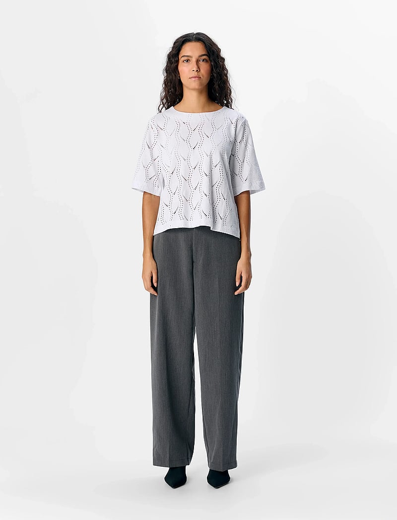 Object - OBJAVA 2/4 LO O-NECK TOP NOOS - kurzämlige blusen - white - 3