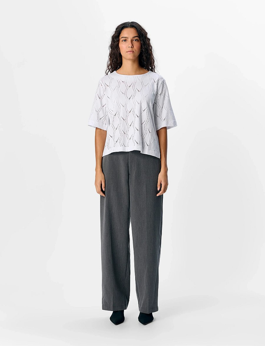 Object - OBJAVA 2/4 LO O-NECK TOP NOOS - kurzärmelige blusen - white - 3