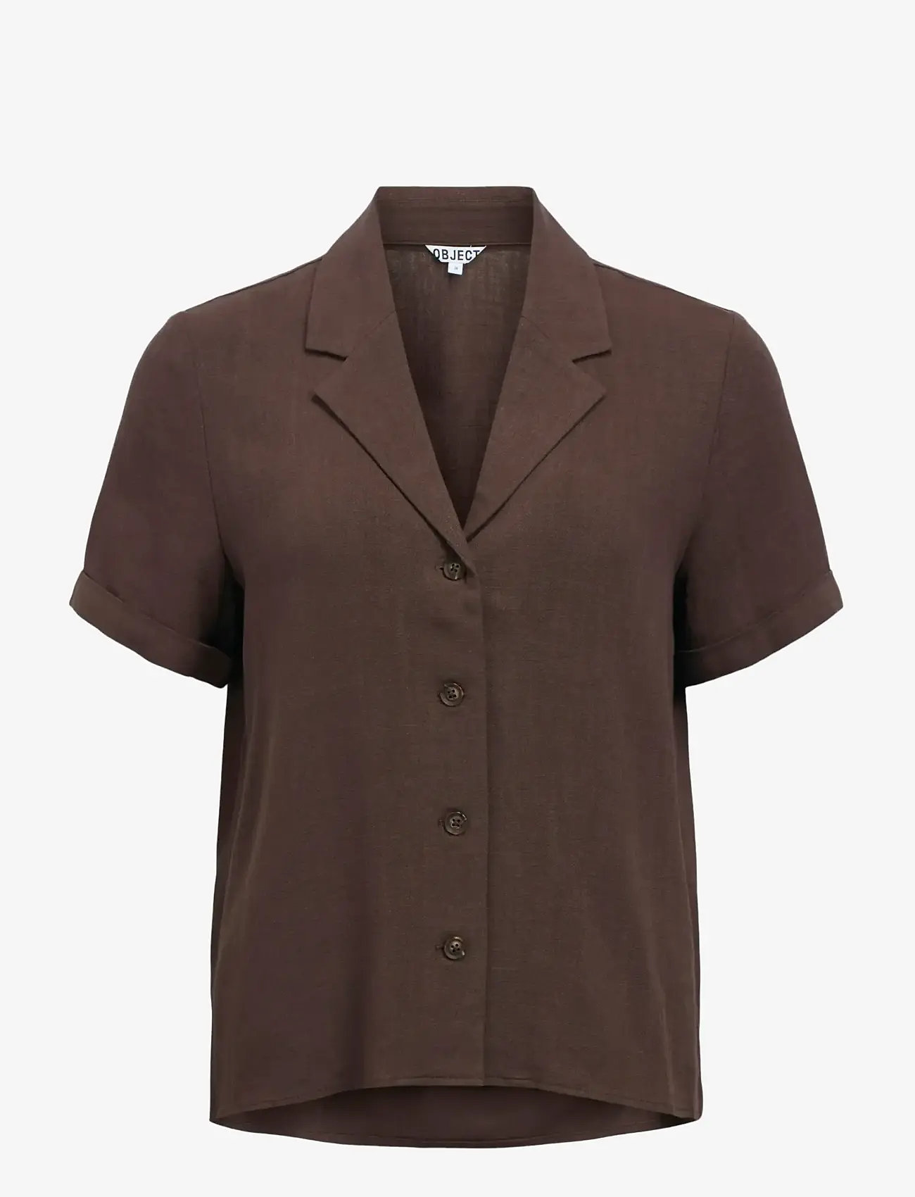 Object - OBJSANNE S/S RE SHIRT NOOS - seal brown - 1