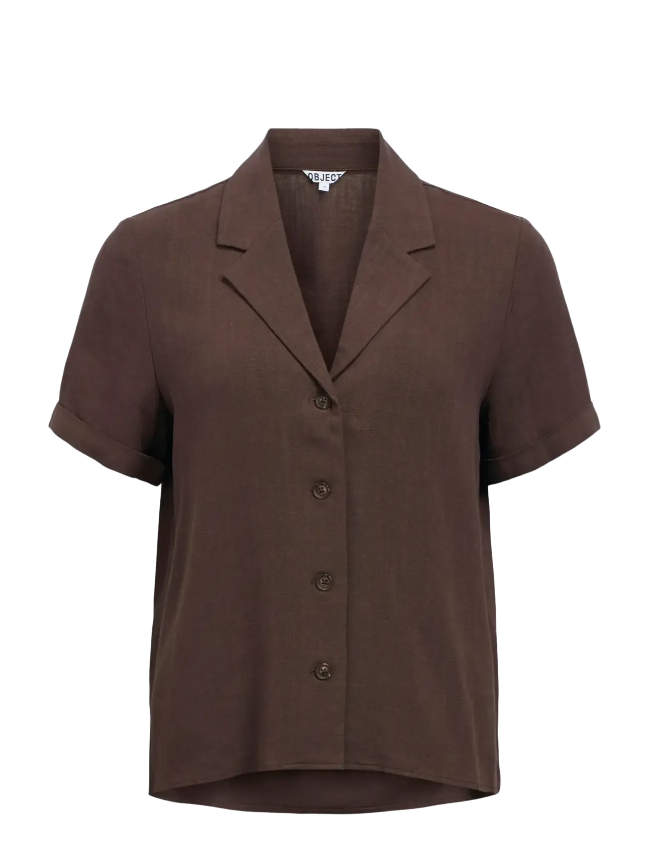 Object - OBJSANNE S/S RE SHIRT NOOS - kortærmede skjorter - seal brown - 1