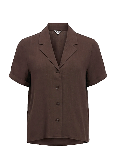Object OBJSANNE S/S RE SHIRT NOOS - Blusen & Hemden - SEAL BROWN / brown