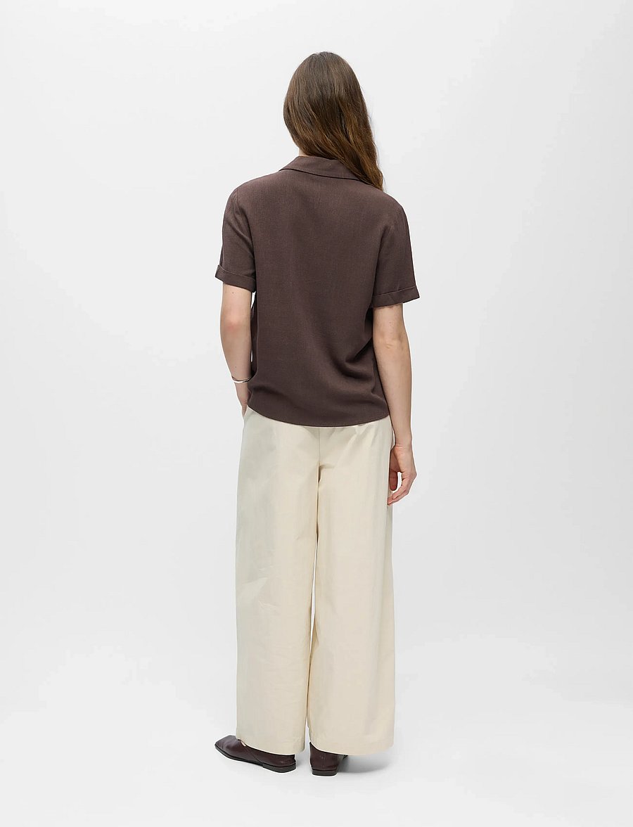 Object - OBJSANNE S/S RE SHIRT NOOS - kortärmade skjortor - seal brown - 2