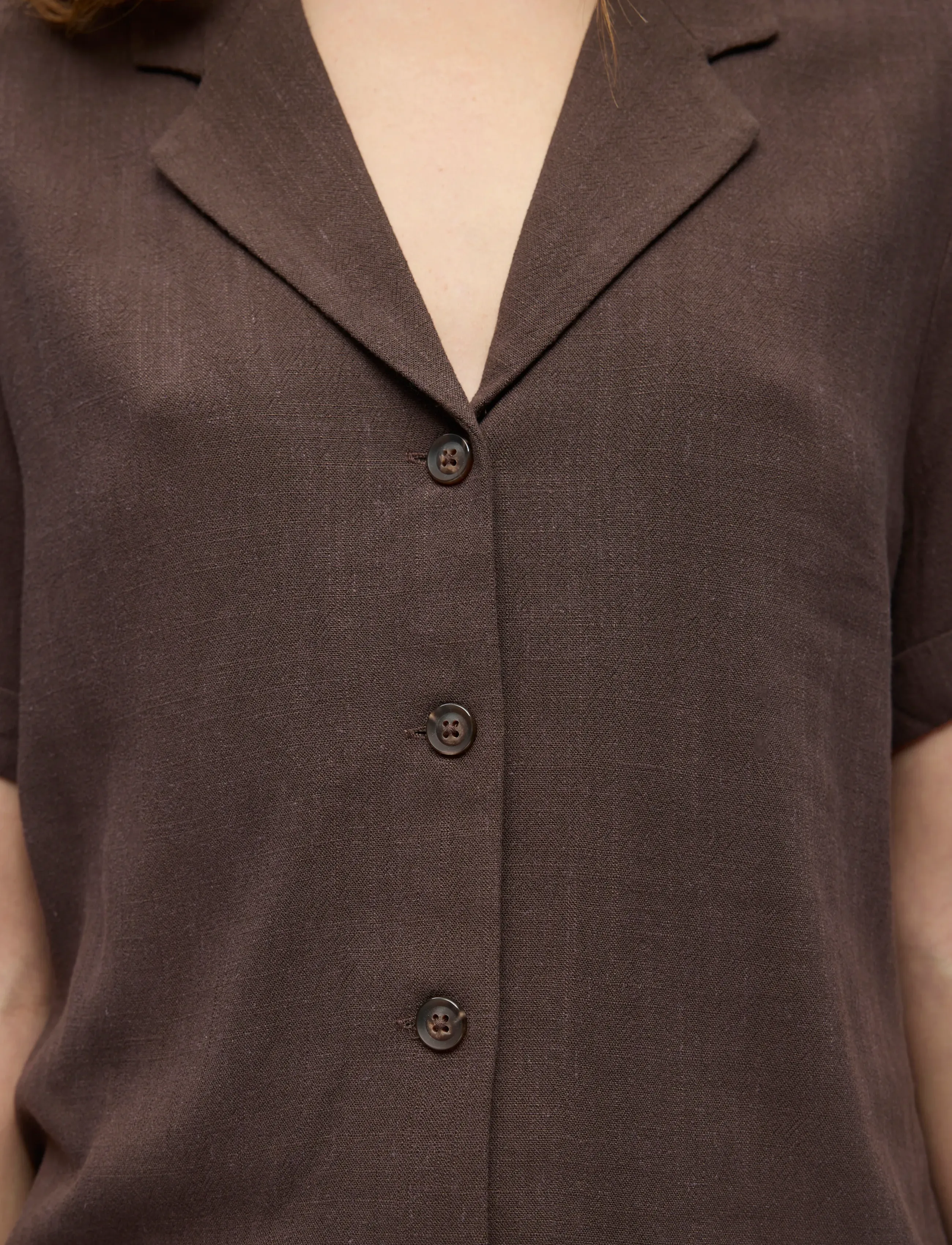 Object - OBJSANNE S/S RE SHIRT NOOS - kortærmede skjorter - seal brown - 4