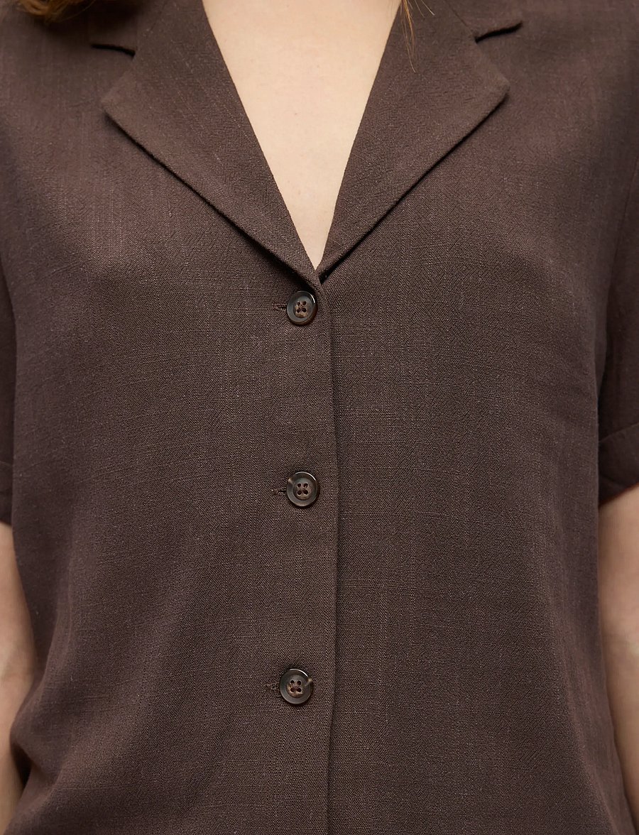 Object - OBJSANNE S/S RE SHIRT NOOS - kortärmade skjortor - seal brown - 4