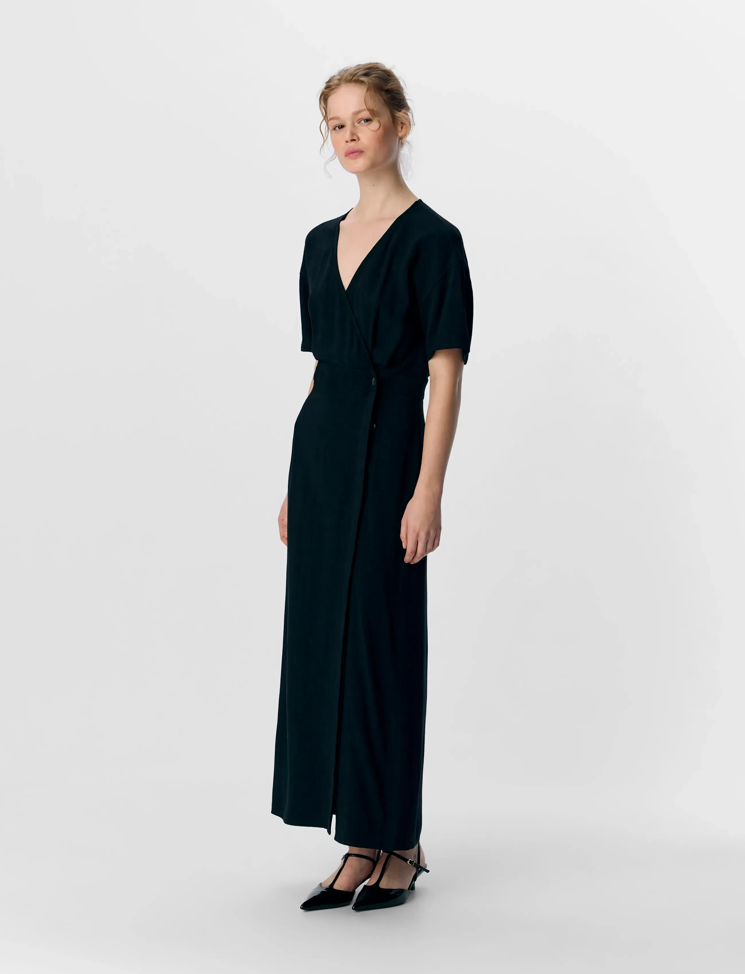 Object - OBJSANNE S/S RE ANKLE DRESS DIV - sommerkleider - black - 3