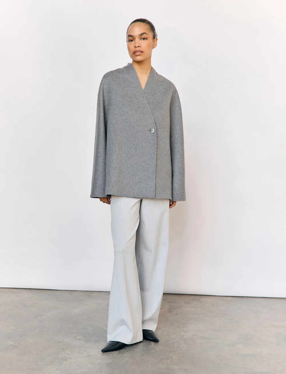 Object - OBJLINN L/S OZ OPEN JACKET DIV - wool jackets - medium grey melange - 0