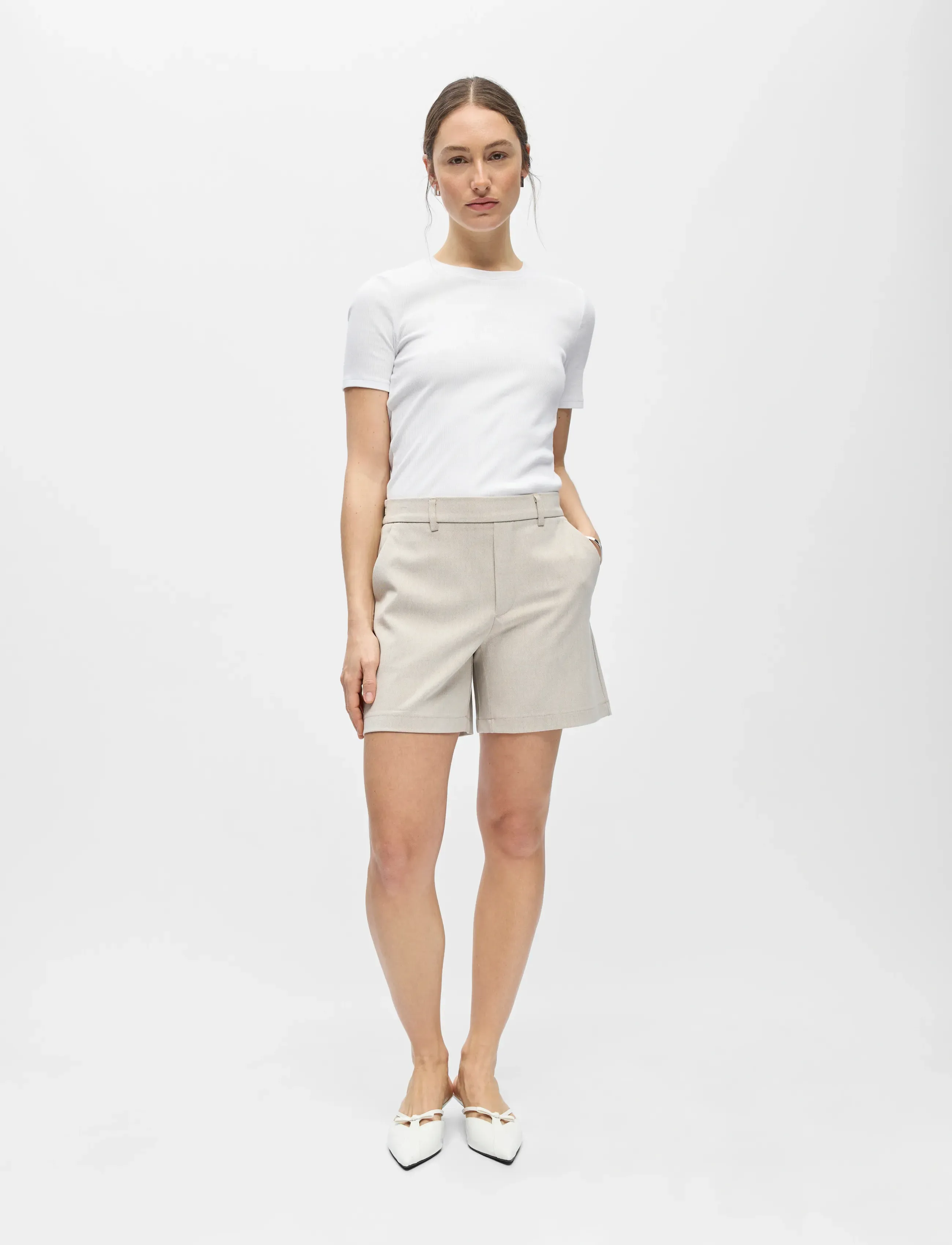 Object Objlisa Mw Re Shorts Noos, 44, Beige, Shorts > Afslappede Shorts, Dame
