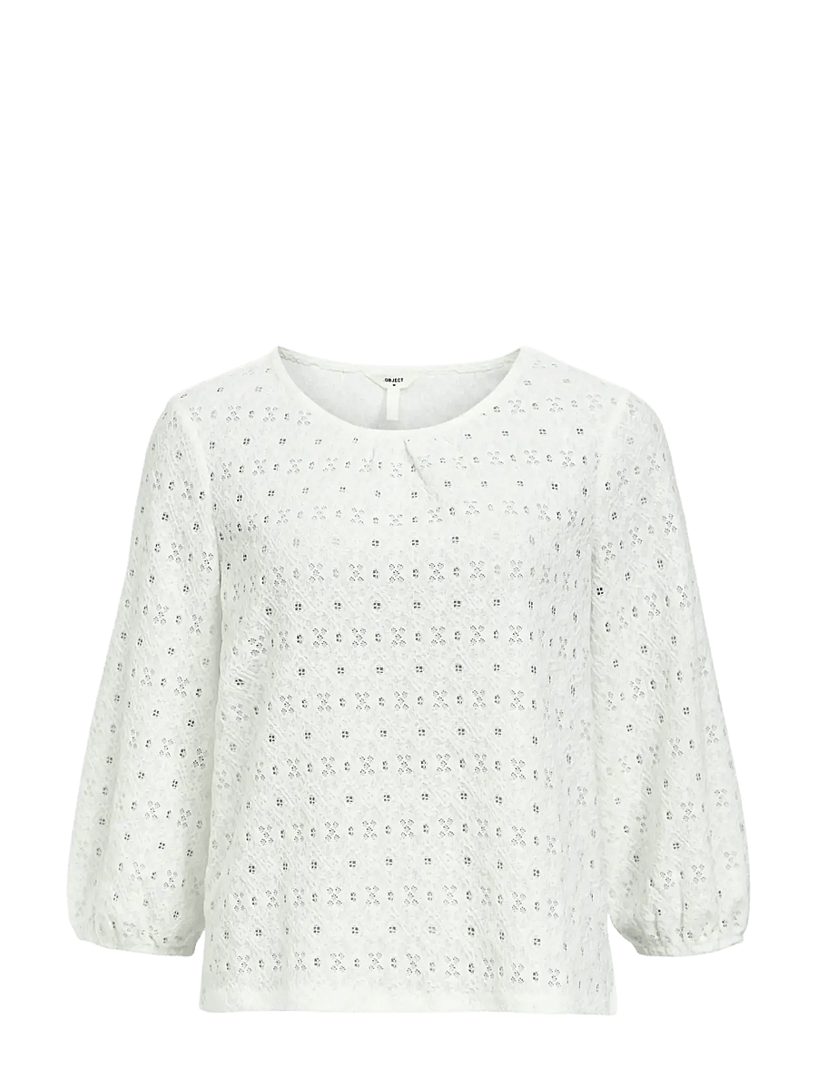 Object - OBJLAILA 3/4 RE TOP NOOS - blouses à manches longues - cloud dancer - 1