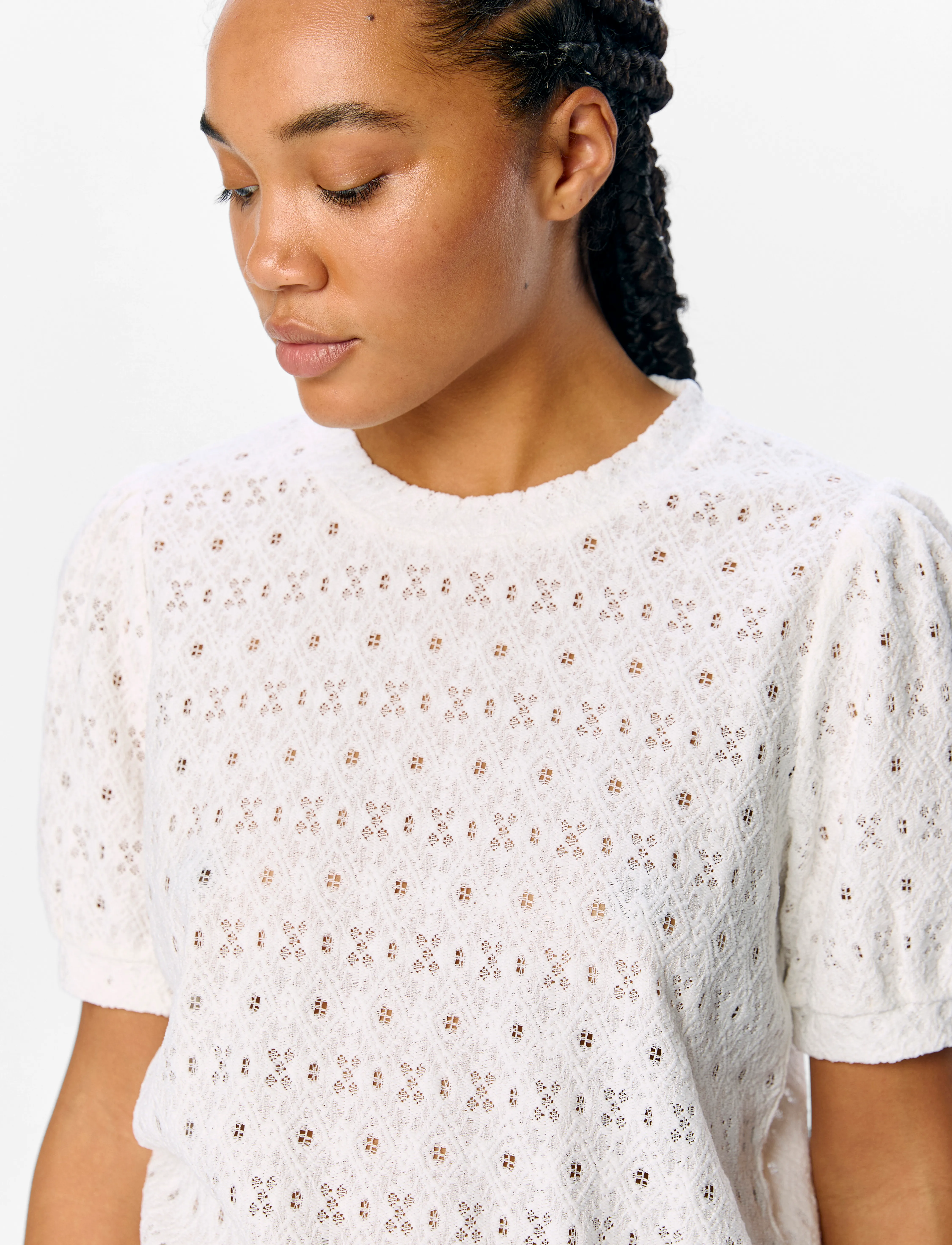 Object - OBJLAILA S/S RE TOP NOOS - kurzämlige blusen - cloud dancer - 3