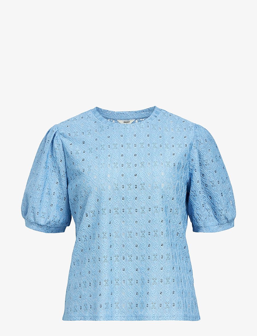 Object - OBJLAILA S/S RE TOP NOOS - kurzärmelige blusen - cornflower blue - 1