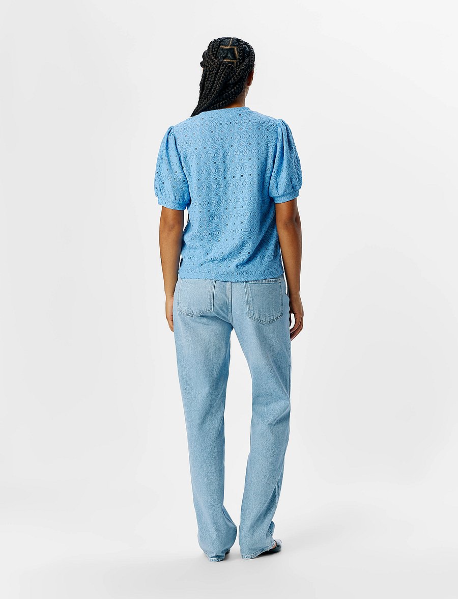 Object - OBJLAILA S/S RE TOP NOOS - kurzärmelige blusen - cornflower blue - 2