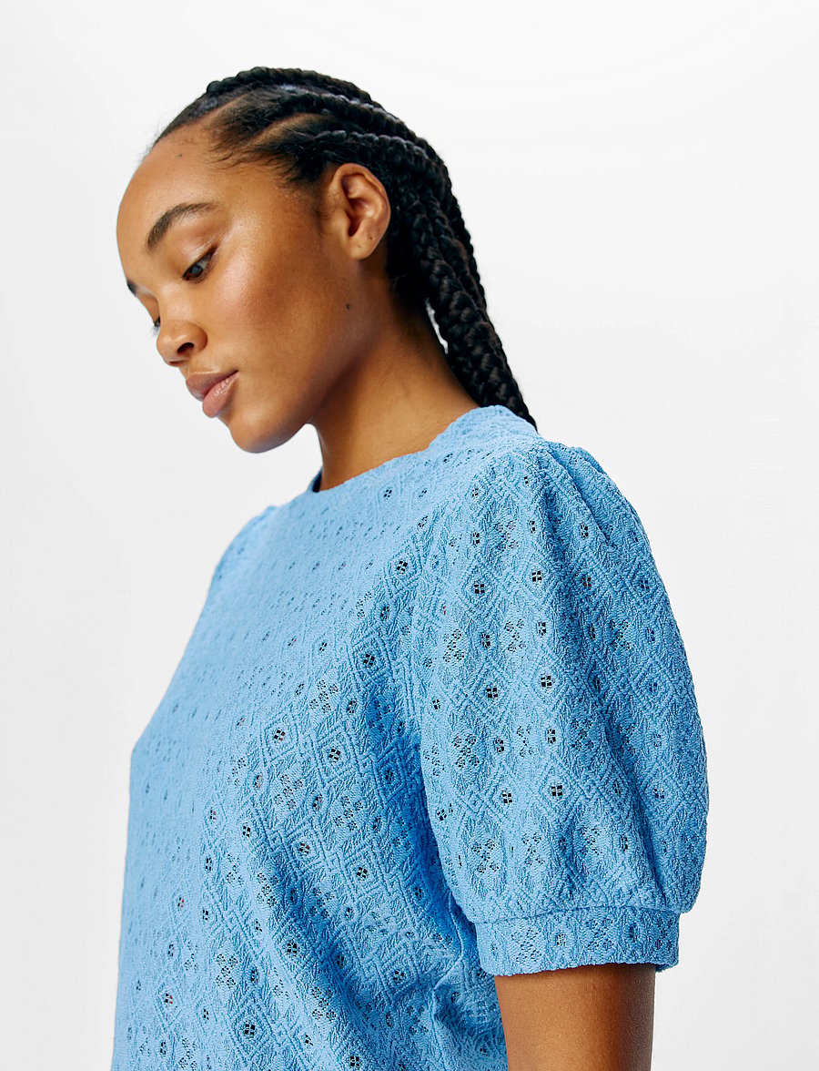 Object - OBJLAILA S/S RE TOP NOOS - kurzärmelige blusen - cornflower blue - 3