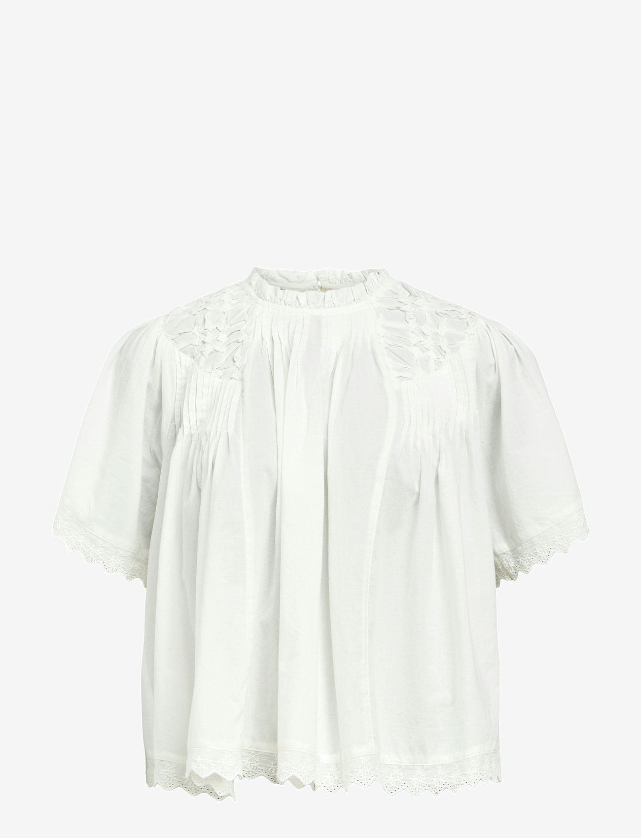 Object - OBJLENIA LO S/S TOP CC2 SS - kurzämlige blusen - cloud dancer - 0