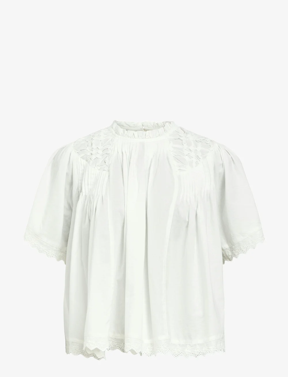 Object - OBJLENIA LO S/S TOP CC2 SS - kurzämlige blusen - cloud dancer - 0