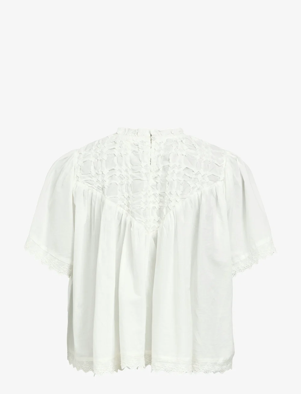 Object - OBJLENIA LO S/S TOP CC2 SS - kurzämlige blusen - cloud dancer - 1