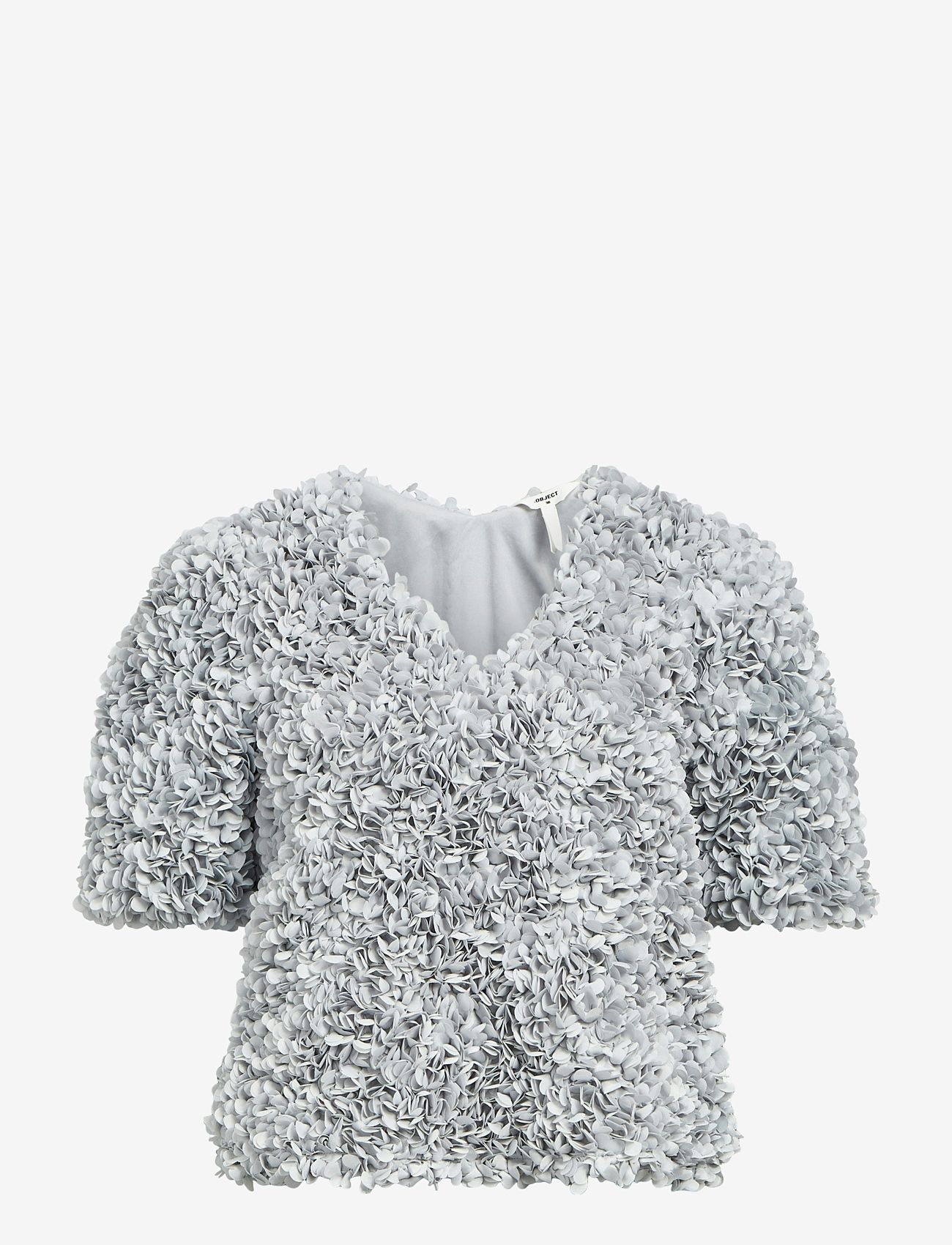 Object - OBJSPARTA S/S V-NECK TOP 136 - kurzämlige blusen - aluminium - 0