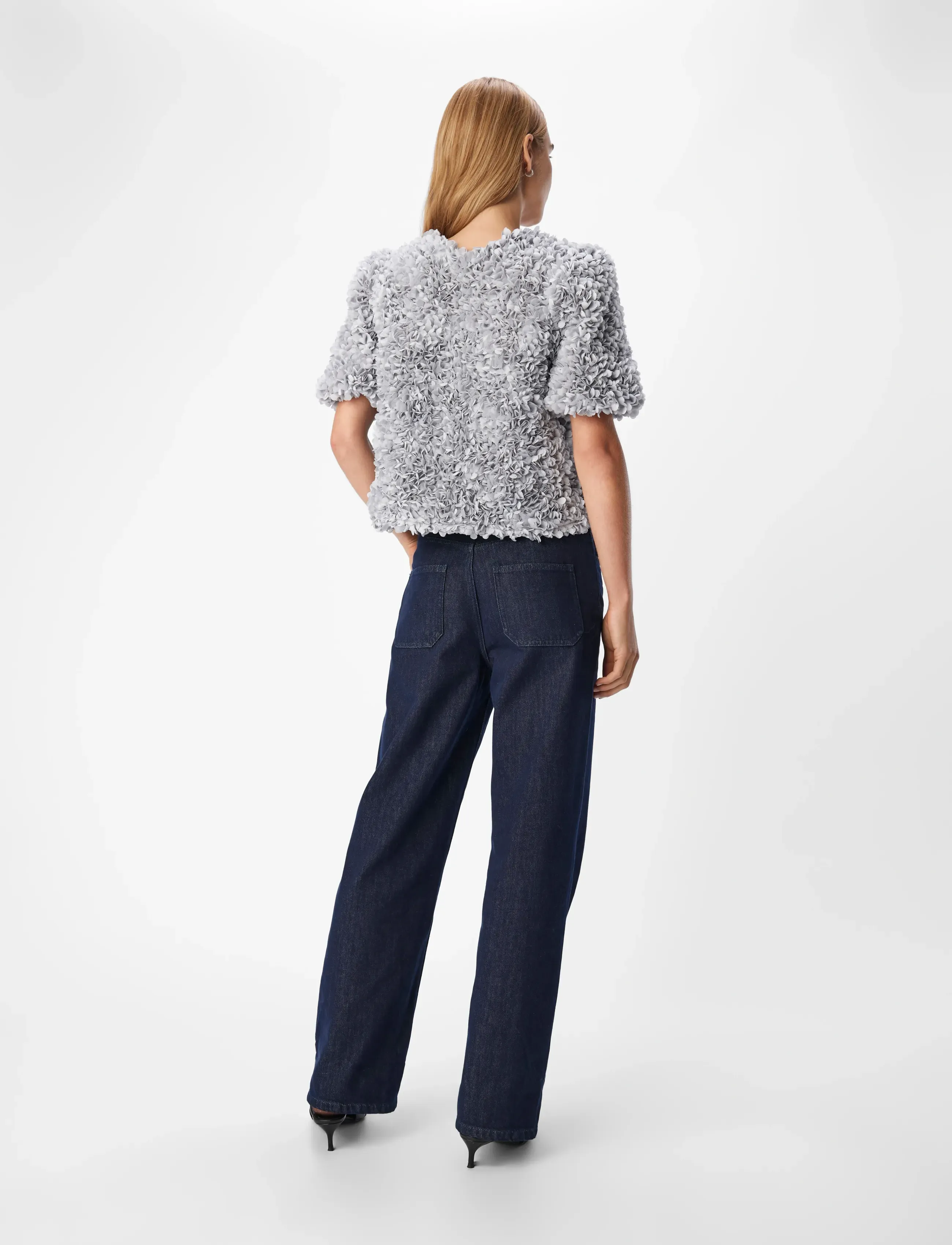 Object - OBJSPARTA S/S V-NECK TOP 136 - kurzämlige blusen - aluminium - 2