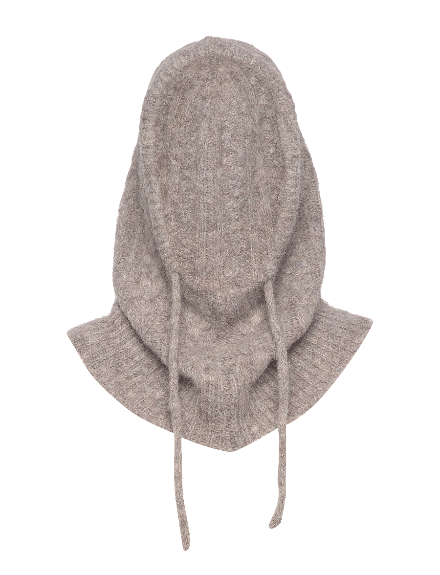 Object - OBJMILU CABLE KNIT BALACLAVA NOOS - balaclava - humus - 1