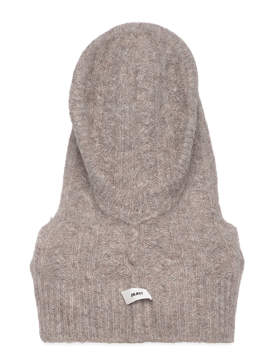 Object - OBJMILU CABLE KNIT BALACLAVA NOOS - balaclava - humus - 3