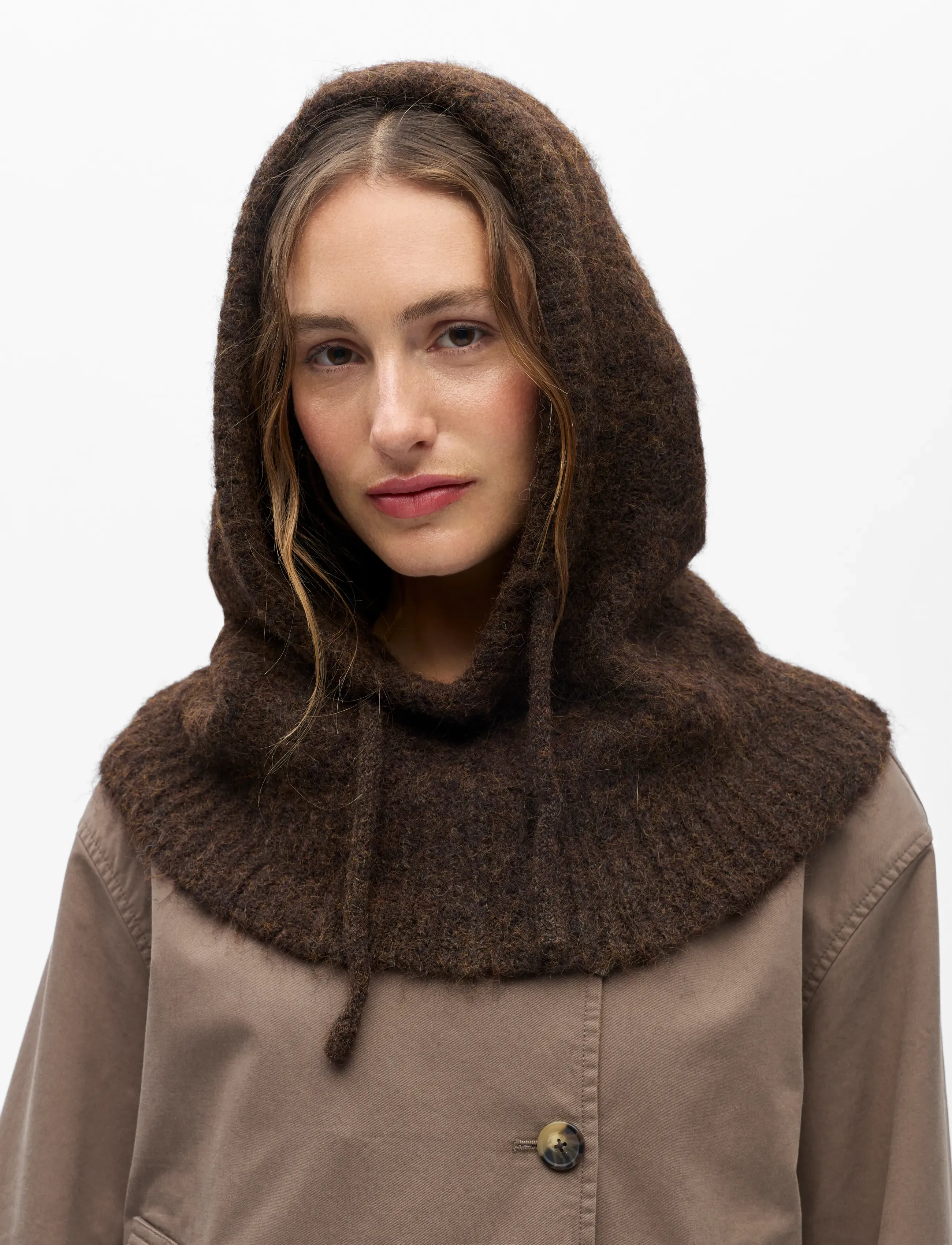Object OBJMILU CABLE KNIT BALACLAVA NOOS - Object - JAVA / brown