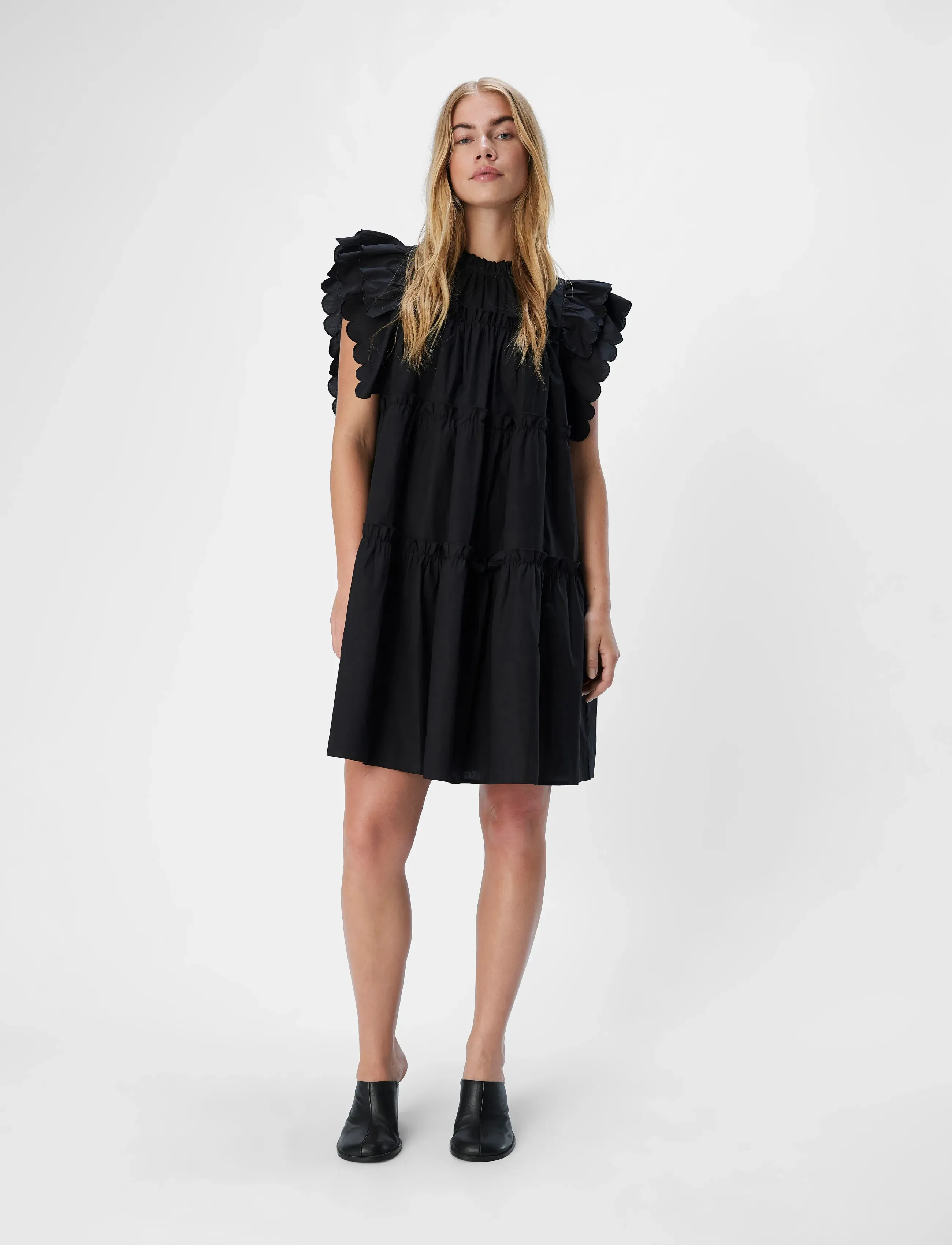 Object Objhope S/L Dress Rep, 40, Dresses, Schwarz - Short Dress, Frauen