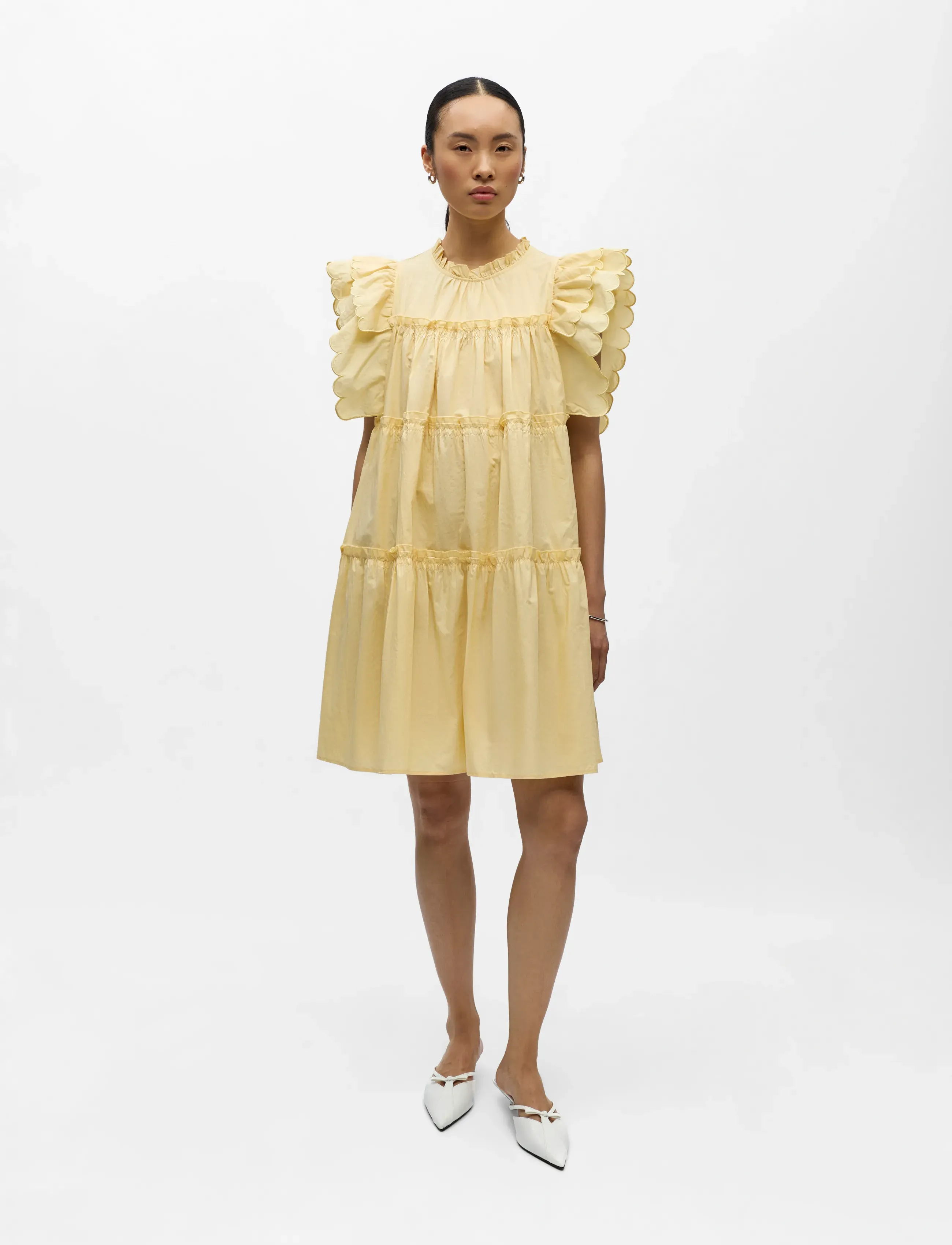 Object Objhope S/L Dress Rep, 36, Dresses, Gelb - Short Dress, Frauen