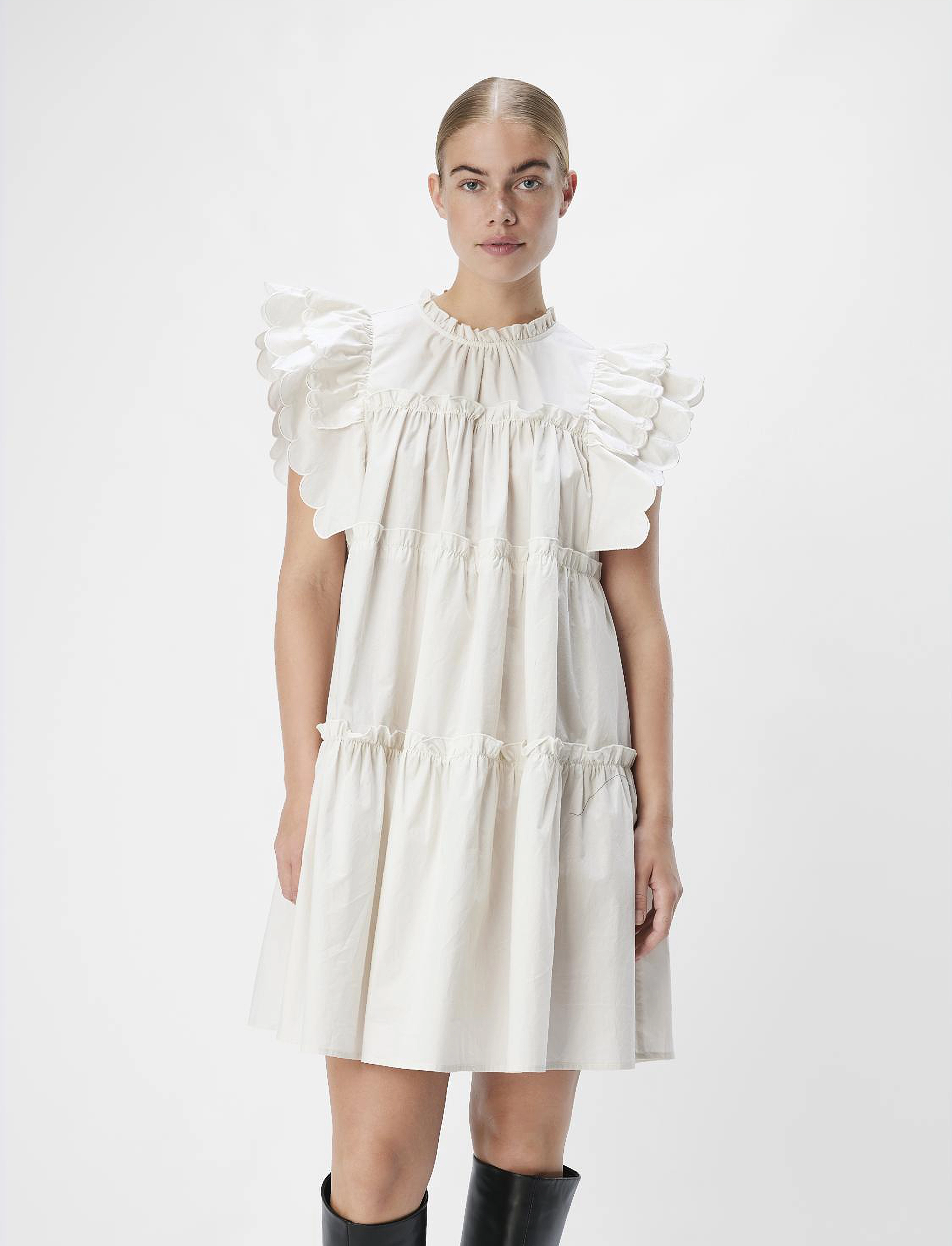 Object Objhope S/L Dress Rep, 40, Dresses, Weiß - Short Dress, Frauen