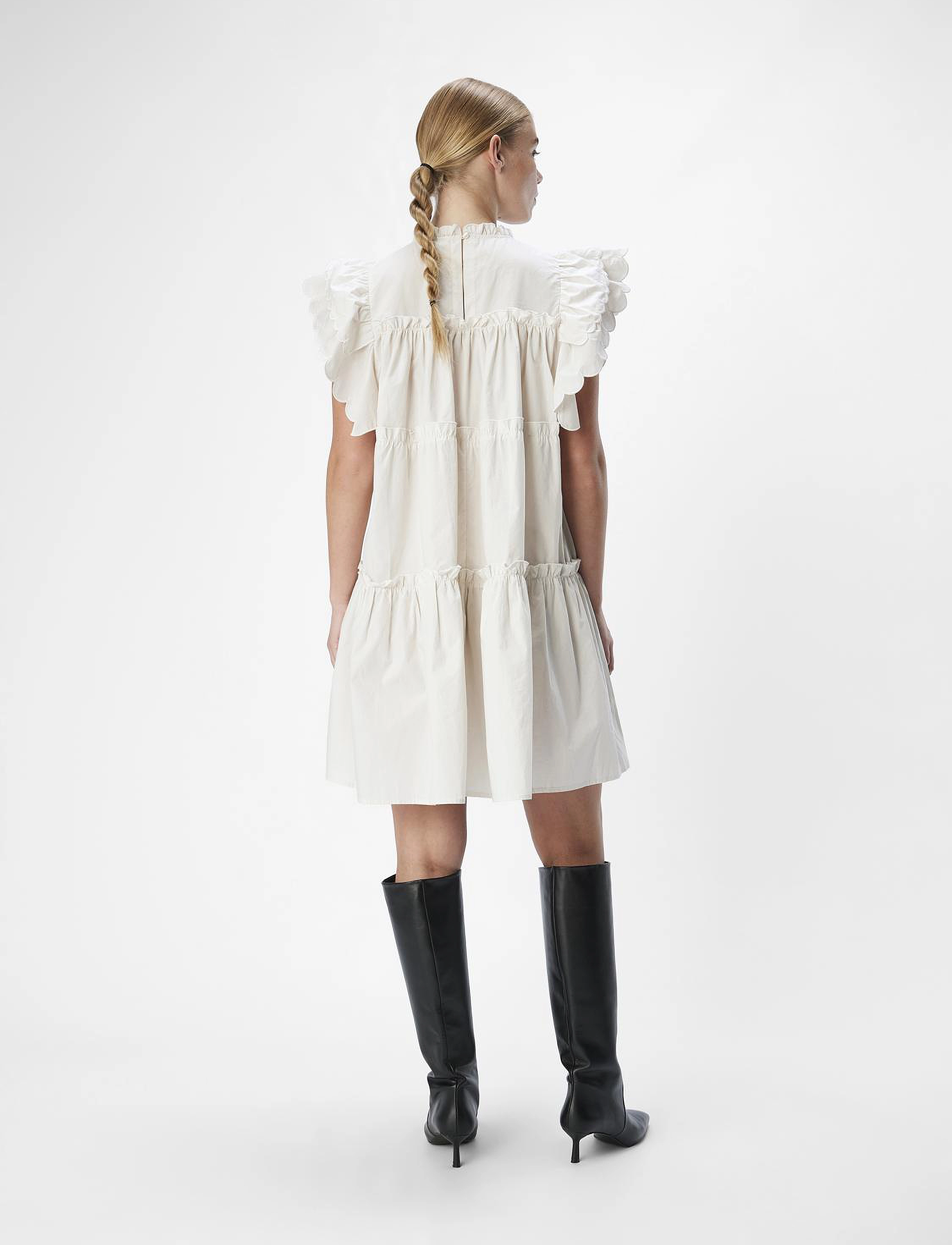 Object - OBJHOPE S/L DRESS REP - kurze kleider - white sand - 2