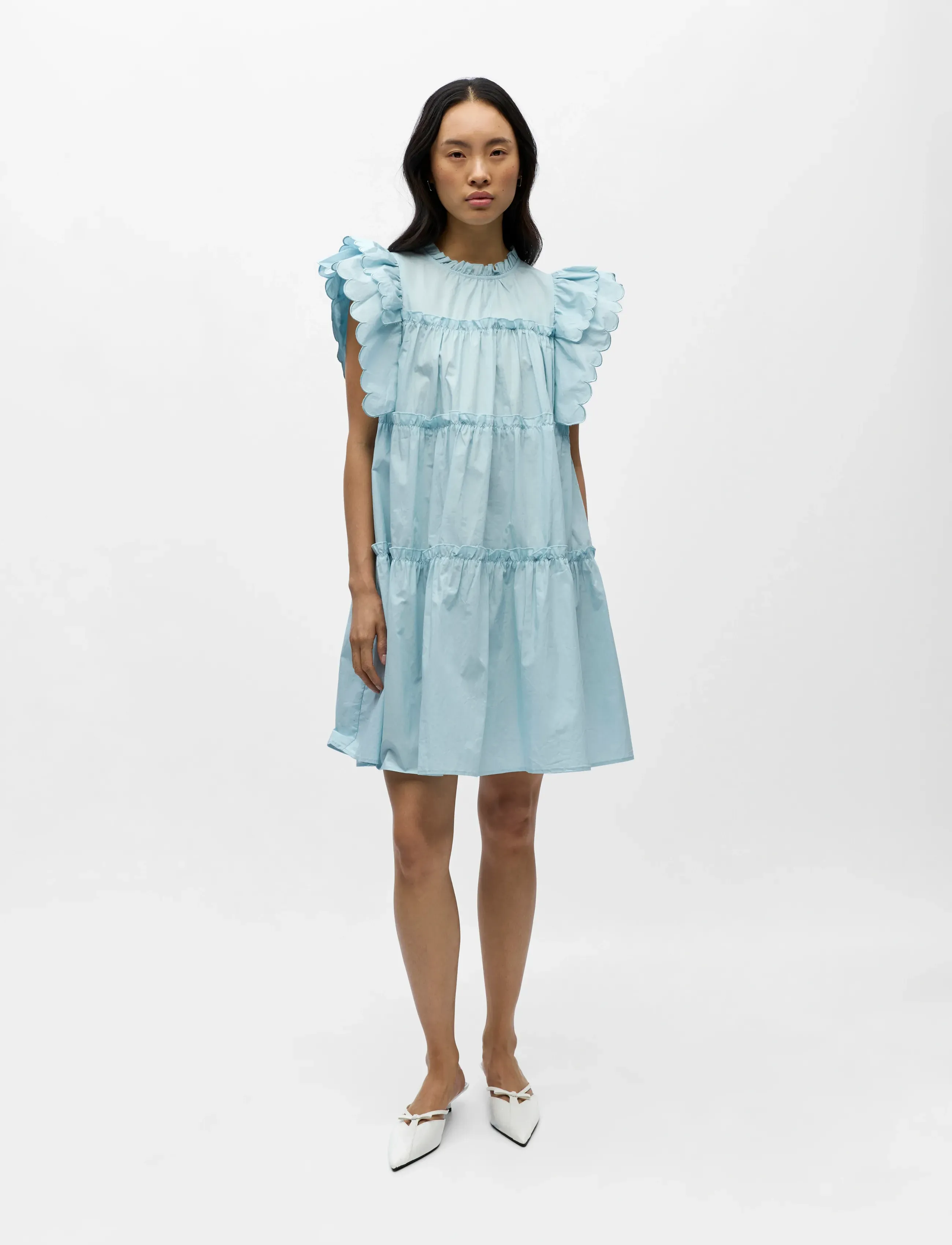Object Objhope S/L Dress Rep, 40, Dresses, Blau - Short Dress, Frauen