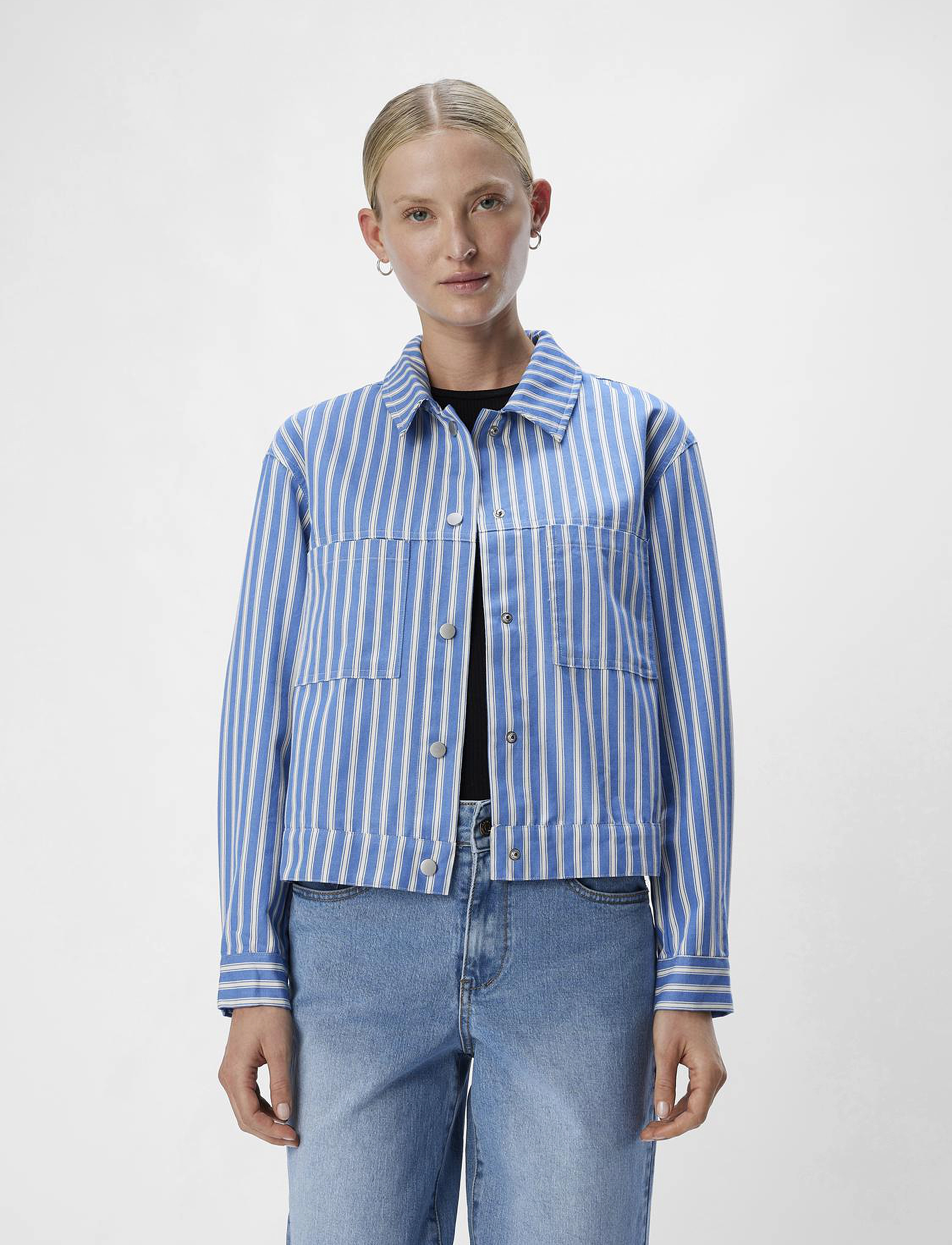 Object Objsola Re Ls Twill Shirt E Ott, 34, Blue, Skjorter > Langærmede, Dame