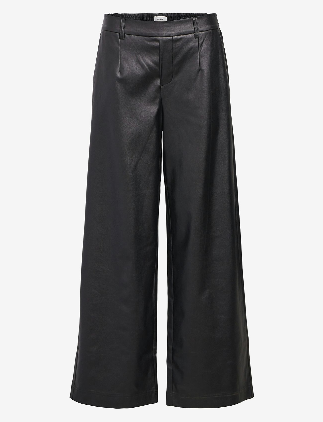 Object - OBJMELBA LISA WIDE COATED PANT NOOS - læderbukser - black - 1