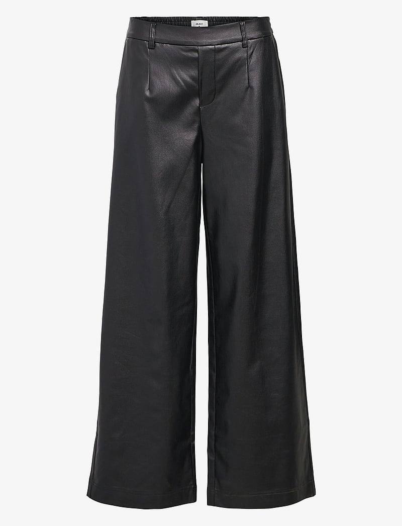Object - OBJMELBA LISA WIDE COATED PANT NOOS - læderbukser - black - 1