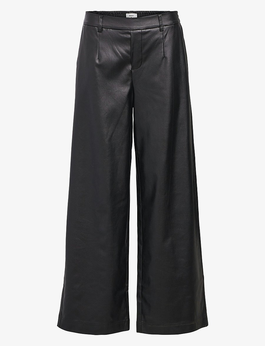 Object - OBJMELBA LISA WIDE COATED PANT NOOS - lederhosen - black - 1