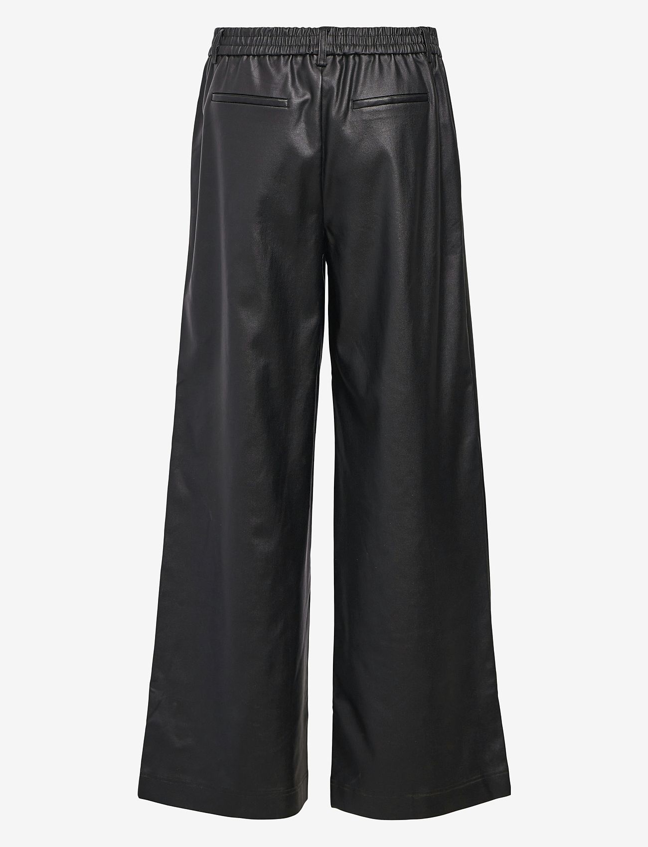Object - OBJMELBA LISA WIDE COATED PANT NOOS - læderbukser - black - 2