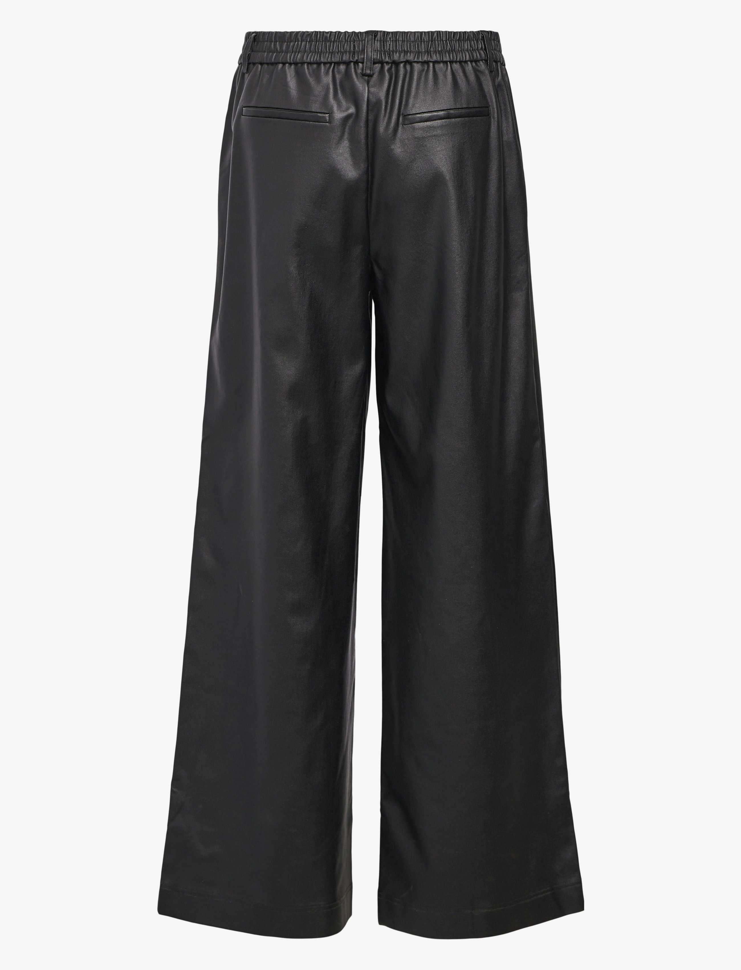 Object - OBJMELBA LISA WIDE COATED PANT NOOS - Ādas bikses - black - 2