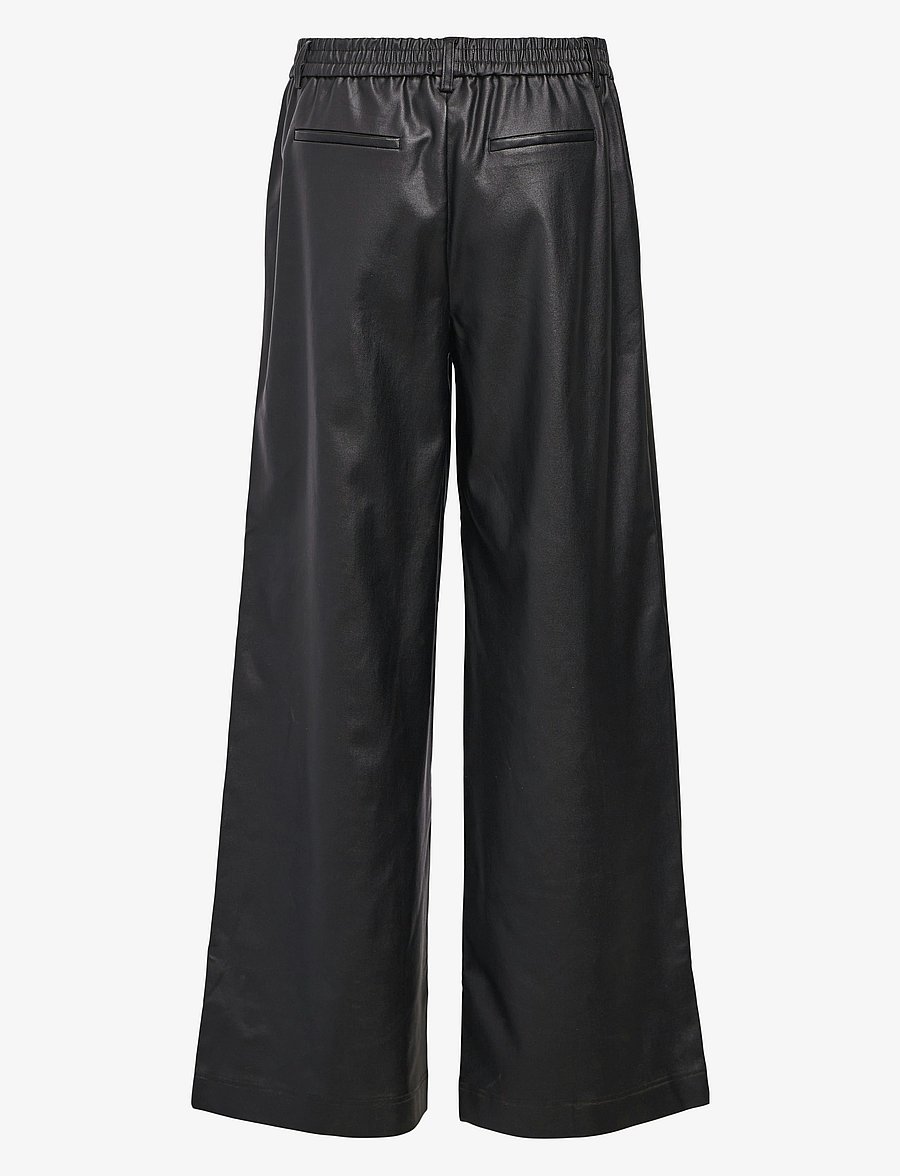 Object - OBJMELBA LISA WIDE COATED PANT NOOS - lederhosen - black - 2