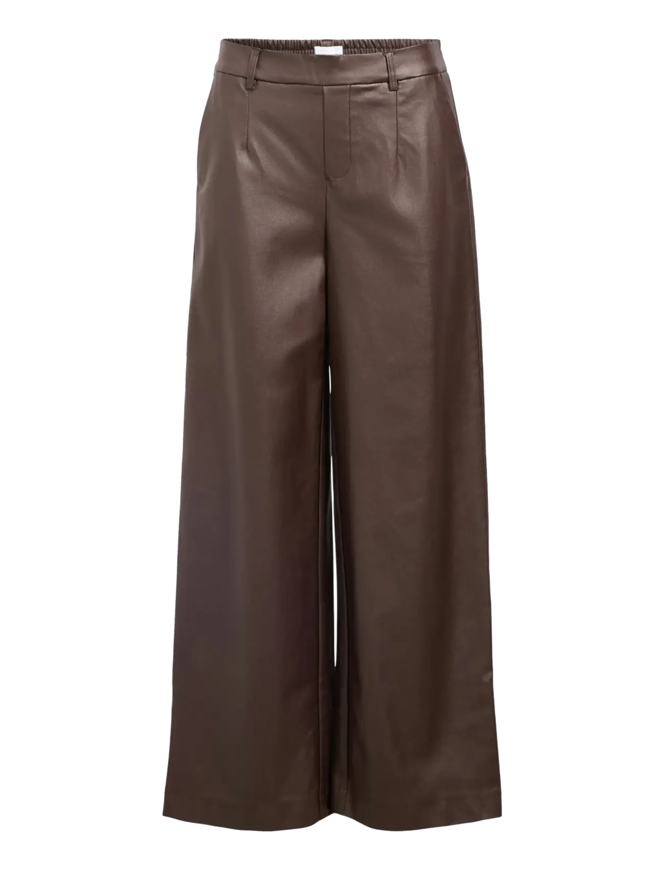 Object OBJMELBA LISA WIDE COATED PANT NOOS - Püksid - SEAL BROWN / brown