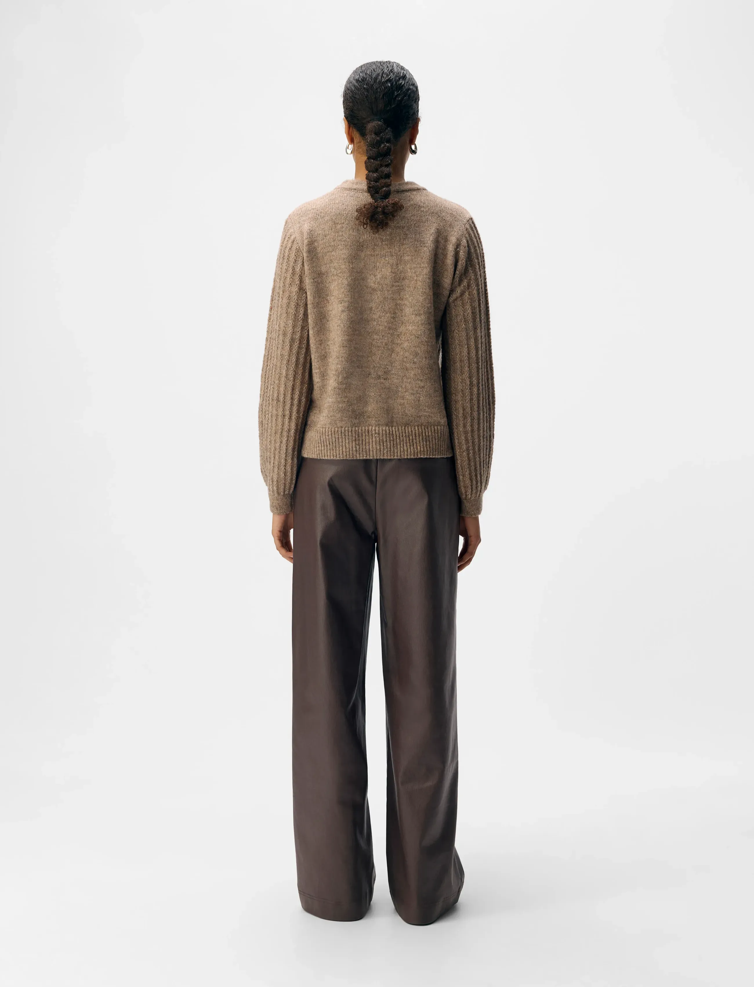 Object - OBJMELBA LISA WIDE COATED PANT NOOS - lederhosen - seal brown - 2